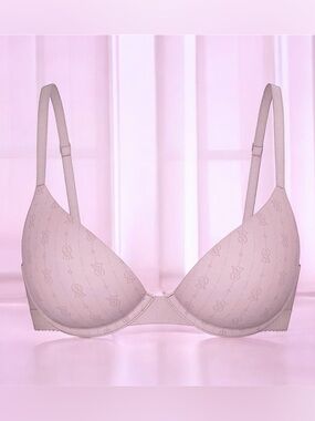 Victoria's Secret Pointelle Logo Lightly Lined Demi Bra 36C in Violet Pearl